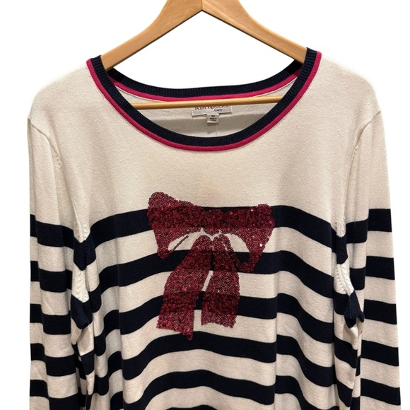 Kim Rogers Womens Intarsia Sweater Pink Sequin Bow Womans Plus 2X Casual Wear - Picture 5 of 11